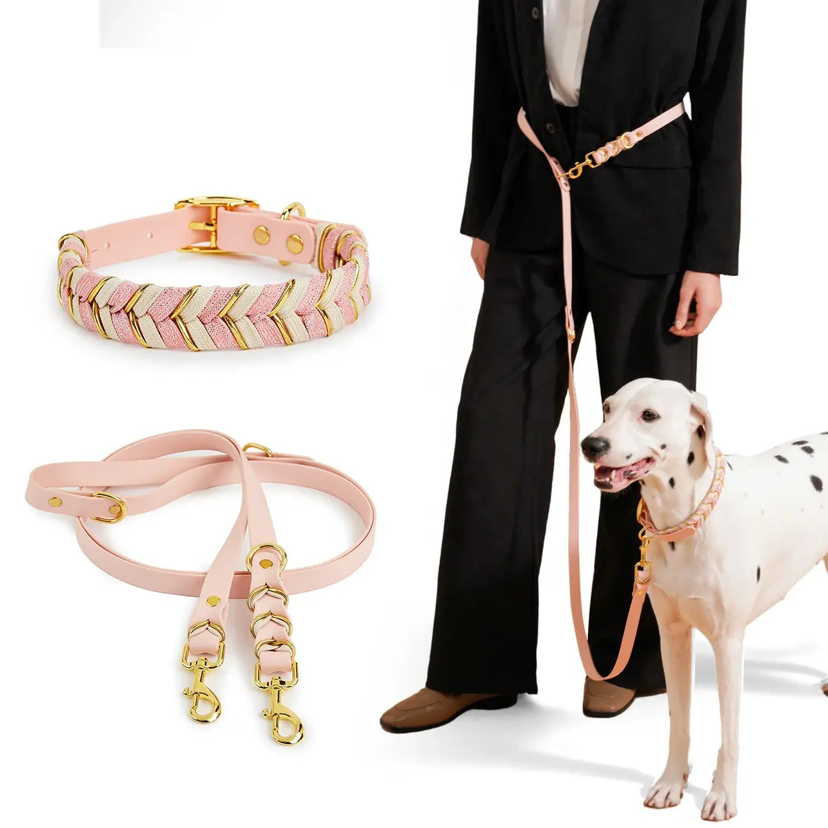 Albcorp Handmade PVC Coated Dog Collar | Luxury Braided Waterproof Collar for Small to Large Dogs | Adjustable, Durable & Easy to Clean | Stylish Design for Walks & Training