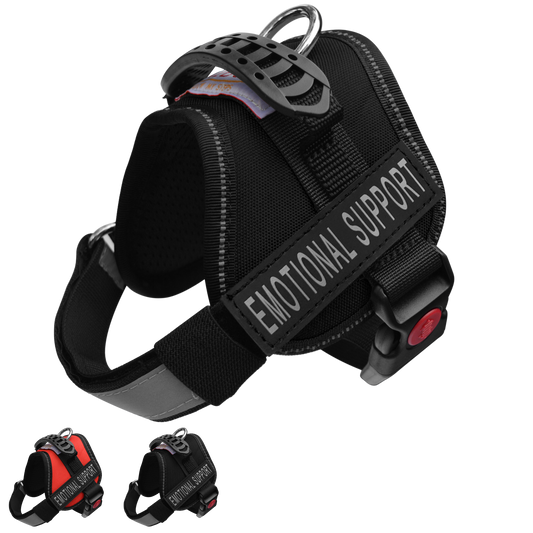 ALBCORP Emotional Support Dog Vest – Reflective Harness - Woven Polyester and Nylon, Comfy Mesh Padding - Sizes from XXS to XL – Emotional Support Dog Patches Included.