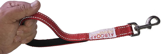 Albcorp Short Dog Leash, Owen Nylon with Padded Neoprene Handle, 12 inch, Black or Red