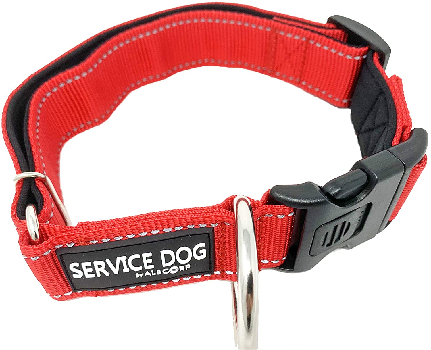 Albcorp Reflective Service Dog Collar - Service Dog Rubber Patch - Sizes XS- XL, for Service Animal Leashes or ID Tags-Service Dog Collar-AlbCorpShop