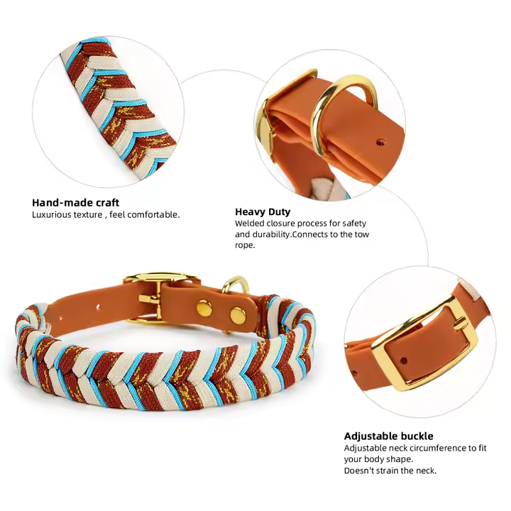 Albcorp Handmade PVC Coated Dog Collar | Luxury Braided Waterproof Collar for Small to Large Dogs | Adjustable, Durable & Easy to Clean | Stylish Design for Walks & Training