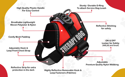 ALBCORP Service Dog Vest Harness - Reflective - Woven Polyester and Nylon, Comfy Mesh Padding - Sizes from XXS to XL – Service Dog Patches Included.-Dog Vest Harness-AlbCorpShop