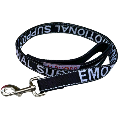 Albcorp Service Dog Leash - Embroidered- Emotional Support Dog Leash with Padded Neoprene Handle and Reflective Threads, 4 Feet, for Harnesses, Vests or Collars-Service Dog Leash-AlbCorpShop