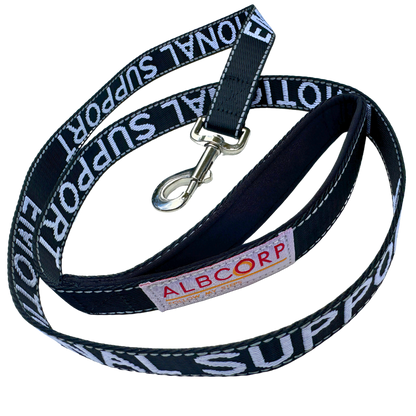 Albcorp Service Dog Leash - Embroidered- Emotional Support Dog Leash with Padded Neoprene Handle and Reflective Threads, 4 Feet, for Harnesses, Vests or Collars-Service Dog Leash-AlbCorpShop