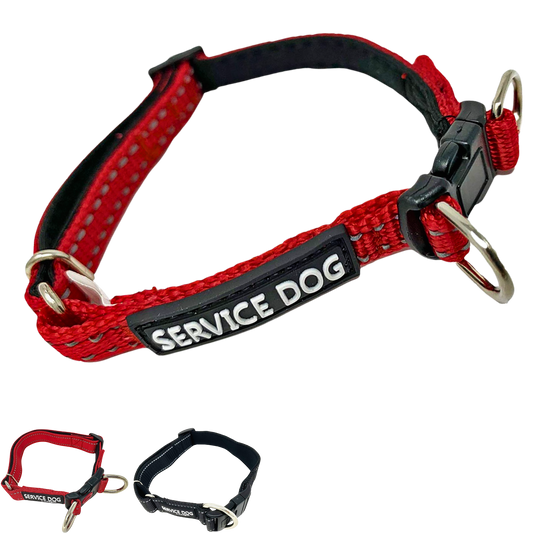 Albcorp Reflective Service Dog Collar - Service Dog Rubber Patch - Sizes XS- XL, for Service Animal Leashes or ID Tags-Service Dog Collar-AlbCorpShop