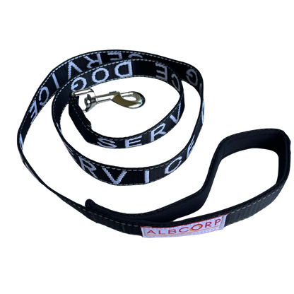 Albcorp Service Dog Leash - Embroidered- Emotional Support Dog Leash with Padded Neoprene Handle and Reflective Threads, 4 Feet, for Harnesses, Vests or Collars-Service Dog Leash-AlbCorpShop