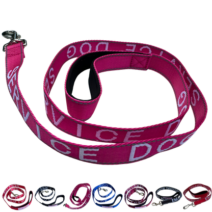 Albcorp Service Dog Leash - Embroidered- Emotional Support Dog Leash with Padded Neoprene Handle and Reflective Threads, 4 Feet, for Harnesses, Vests or Collars-Service Dog Leash-AlbCorpShop